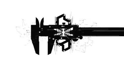 Closeup of futuristic robotic arm against white background