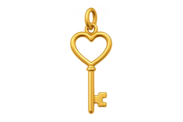 Gold heart key pendant for love concept