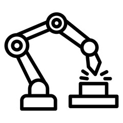 Welding Robot Vector Line Icon Design