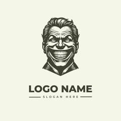 Engraving Vector Illustration of a Smiling Character Logo Design in a Graphic Style