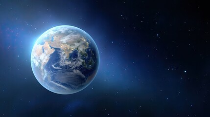 Fototapeta premium Stunning View of Earth from Space with Stars and Cosmic Background, Capturing the Beauty of Our Planet in the Vastness of the Universe