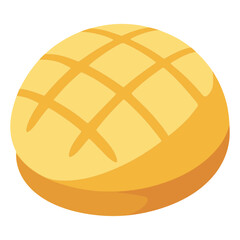 melon pan japanese bread food flat color vector illustration template design