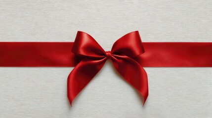 Elegant red ribbon bow on a soft textured background, perfect for gift wrapping and celebration themes, adding charm to festive occasions and special events