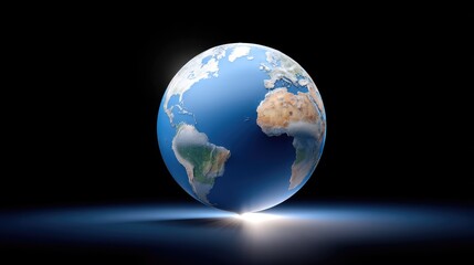 Fototapeta premium Realistic 3D Representation of Earth with Vibrant Colors and Detailed Topography on a Dark Background for Global Themes and Concepts