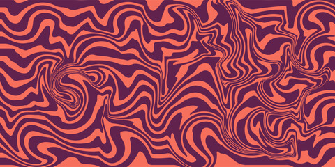 Abstract purple coral psychedelic waves print background. 1970s trippy seamless pattern. Marble acrylic swirl pattern.