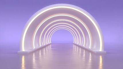 Obraz premium Ethereal Archway with Soft Purple Background and Illuminated Curves for Modern Design and Creative Concepts in Photography and Digital Art