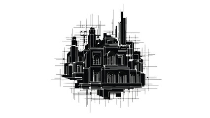 Fototapeta premium Futuristic cityscape with abstract architectural lines