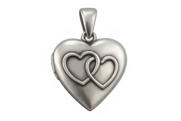 Silver heart locket showing intertwined hearts love concept