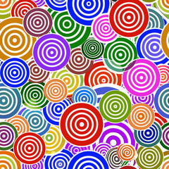Colorful concentric circles create a vibrant and repeating pattern background