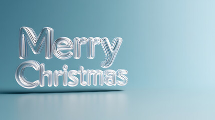 Celebrate the holiday season with the festive cheer of 'Merry Christmas' rendered in glistening, balloon-like letters against a serene, solid backdrop. Perfect for greetings!