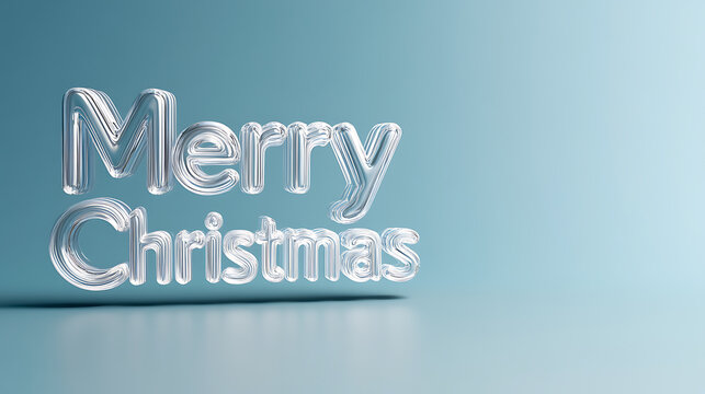 Celebrate the holiday season with the festive cheer of 'Merry Christmas' rendered in glistening, balloon-like letters against a serene, solid backdrop. Perfect for greetings! - Powered by Adobe
