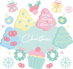 Cute Pastel Christmas Celebration Elements Collection Set