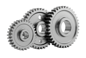 Three interlocking gears transparent background cutout png