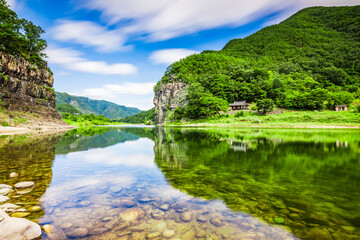 안동시 고산정 장노출 풍경