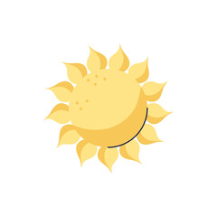 Hand drawn Sun. Sky and weather design element. Isolated vector illustration on white background.