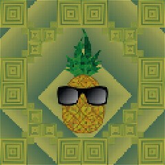 pineapple huichol mexican pixel art mosaic in vector format