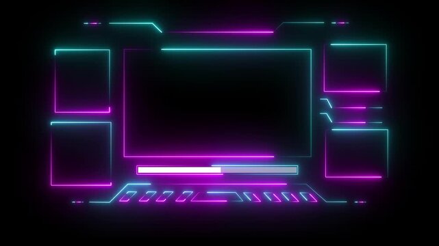 Abstract neon technology Hud frame background. with live frame Computer interface Hud motion texture. futuristic pattern for modern . 4k video animation