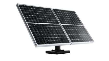 High resolution solar panel surface detailed close up capturing blue photovoltaic cells texture on white background