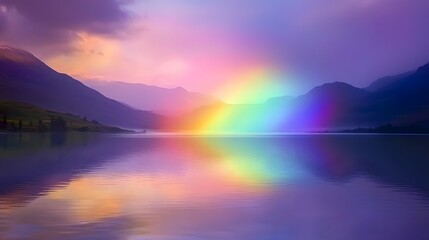 Fototapeta premium Heavenly rainbow arching sky high resolution picture