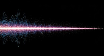 Dynamic flowing abstract lines representing energy waves or sound frequencies against a dark backdrop for technology visualization ,vibration ,wallpaper ,art
