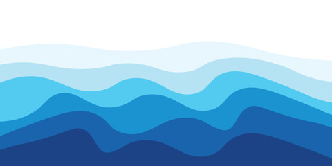 Sea waves layered vector background illustration and sea beach vector illustration.