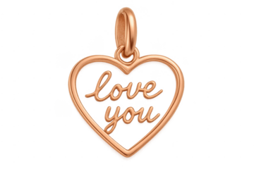Rose gold heart pendant saying love you
