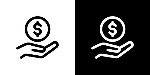 手に乗ったドル・受け取りのアイコン