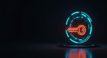 Digital gateway unlocking with a glowing key symbol, representing successful verification and granted access rights for systems security and protection ,accepted ,clearance ,restricted
