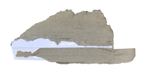 Torn corrugated kraft paper in transparent background png