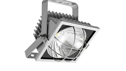 Vintage industrial spotlight isolated on a clean white background for design projects