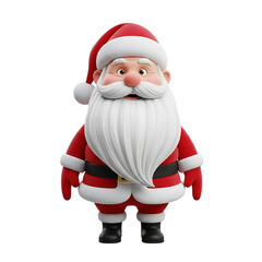 Cartoon Santa Claus with a White Beard in Full Costume on Black Background