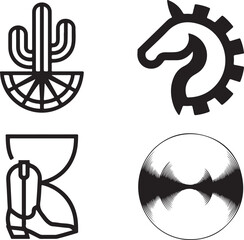 Desert and Western Icon Set, Modern Graphic Symbols