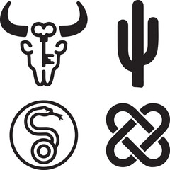 Desert Symbols Icon Set, Western Mysticism Elements