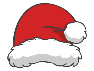 Collage with Santa Claus hats, closeup objects. Santa Hat Illustration