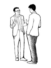 Sketch drawing of business people meeting vector illustration