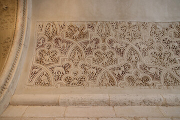 moorish (?) sculpted decor in a royal convent (santa maria de las huelgas) in burgos in spain 