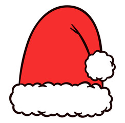 Collage with Santa Claus hats, closeup objects. Santa Hat Illustration