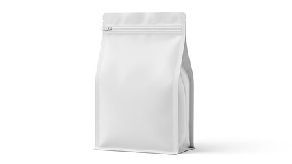 Blank white stand up pouch bag with zipper closure isolated