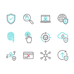 Cybersecurity and Data Protection Line Icons Collection