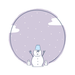 Snowman Round Frame &ndash; Winter Design