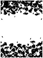 さくらのフレーム⑤縦_上下_シルエット_黒