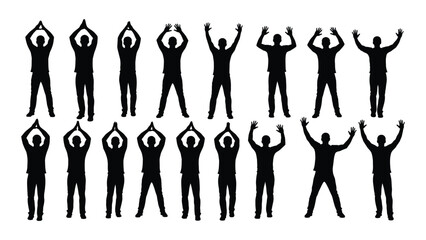 Silhouette of people in various poses isolated on white