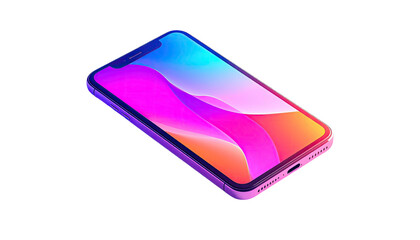 Colorful modern smartphone display angled, black background