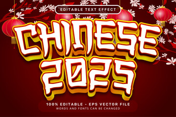 chinese newyear 3d text effect and editable text effect with lanterns and Chinese ornaments background