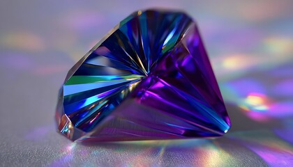 Minimalist brooch with prism light reflections in futuristic purple-blue theme