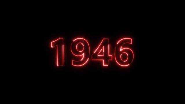 1946 Sal neon bright number red color 4k illustration. Clock icon 1946-year beautiful neon text concept on black background.