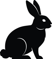 Rabbit silhouette illustration, upright bunny profile artwork, wildlife animal design, Easter symbol, pet and nature concept artwork