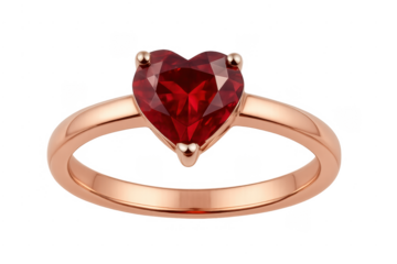 Rose gold ring with heart-shaped ruby gemstone