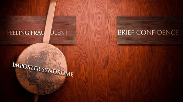 Imposter syndrome swings between feeling fraudulent and brief confidence. Visualizing a repeated pattern of Imposter syndrome that cycles between extremities: feeling fraudulent and brief confidence.