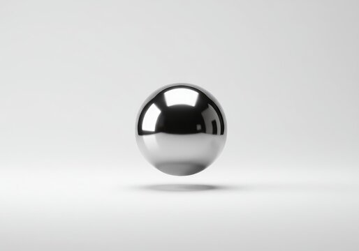 Absolute minimalist abstract image featuring a mathematically flawless, reflective silver orb floating centrally in a pure white void ,conceptual art ,equilibrium ,abstract